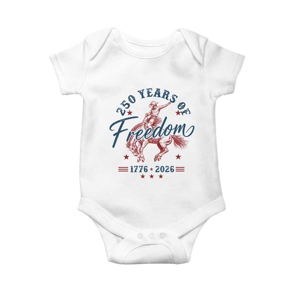 250 Years Of Freedom Cowboy Baby Onesie Western 250th Anniversary USA 1776 2026