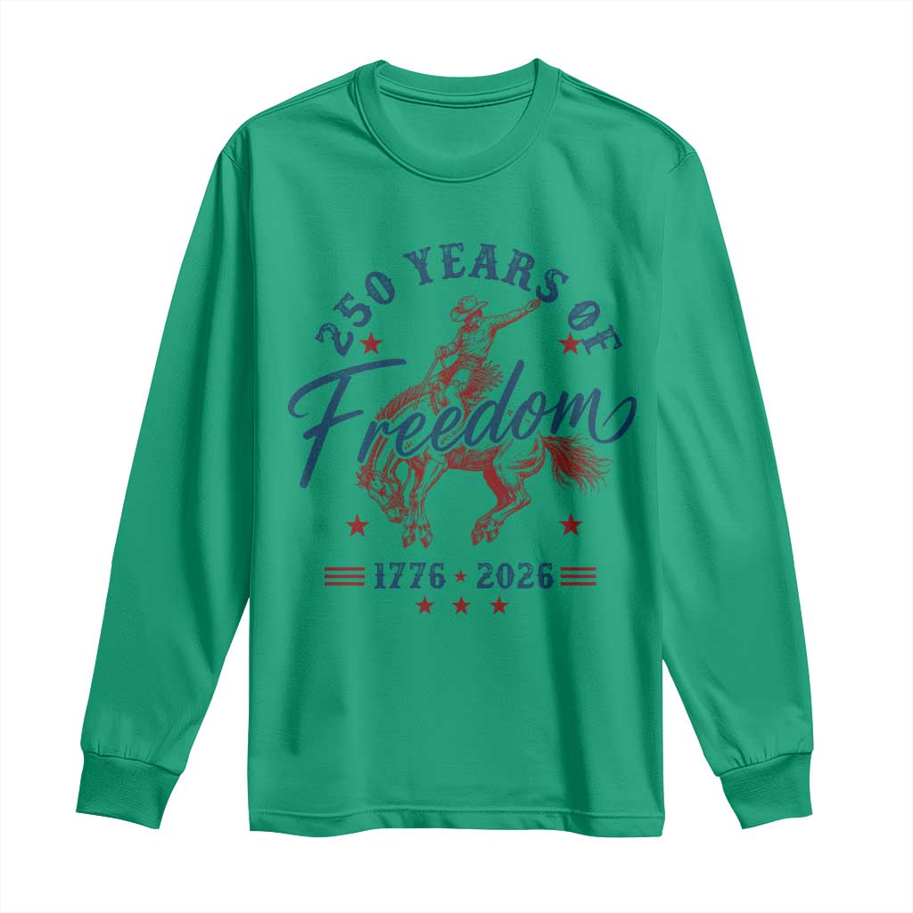 250 Years Of Freedom Cowboy Long Sleeve Shirt Western 250th Anniversary USA 1776 2026