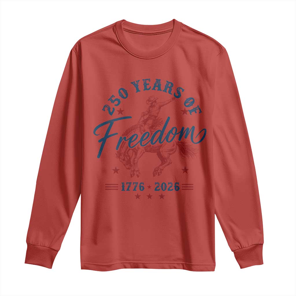 250 Years Of Freedom Cowboy Long Sleeve Shirt Western 250th Anniversary USA 1776 2026