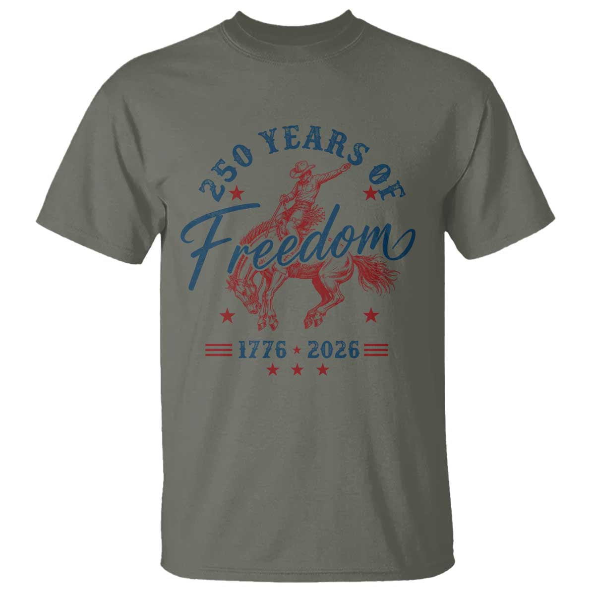 250 Years Of Freedom Cowboy T Shirt Western 250th Anniversary USA 1776 2026