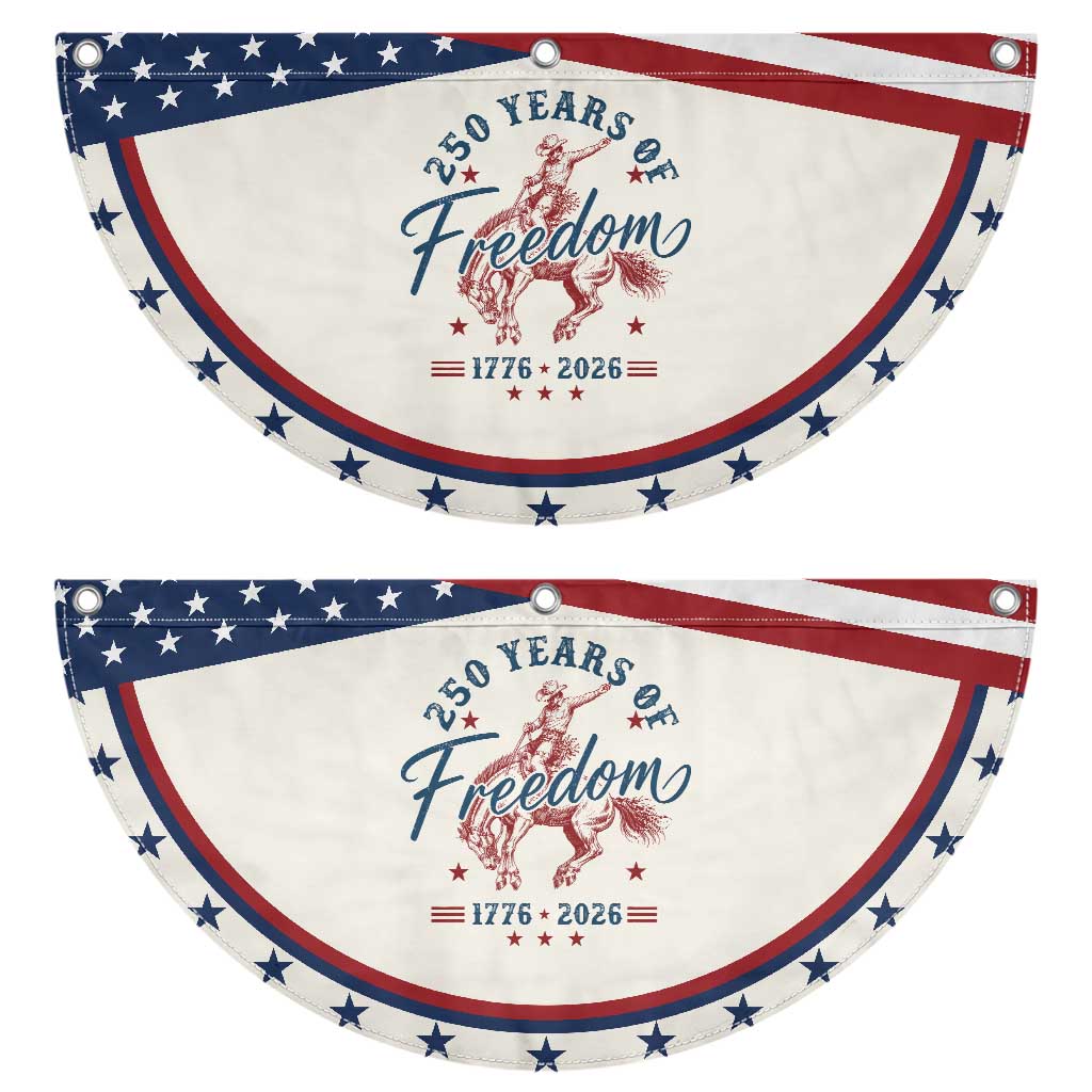 250 Years Of Freedom Cowboy Patriotic Fan Flag Western 250th Anniversary USA 1776 2026
