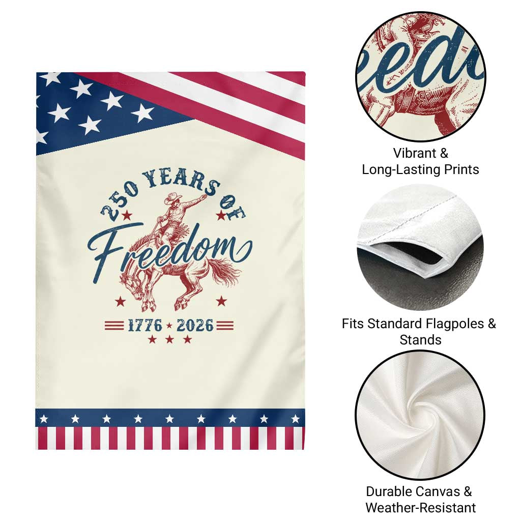250 Years Of Freedom Cowboy Patriotic Garden Flag Western 250th Anniversary USA 1776 2026