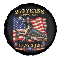250 Years George Washington Riding Shark Spare Tire Cover Funny July 4th American Flag 1776 2026