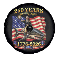 250 Years George Washington Riding Shark Spare Tire Cover Funny July 4th American Flag 1776 2026