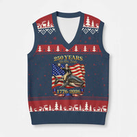 250 Years George Washington Riding Shark V-Neck Knit Sweater Vest Funny July 4th American Flag 1776 2026