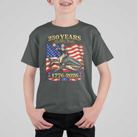 250 Years George Washington Riding Shark T Shirt For Kid Funny July 4th American Flag 1776 2026