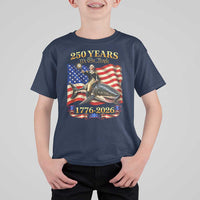 250 Years George Washington Riding Shark T Shirt For Kid Funny July 4th American Flag 1776 2026