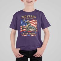 250 Years George Washington Riding Shark T Shirt For Kid Funny July 4th American Flag 1776 2026