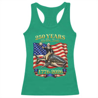 250 Years George Washington Riding Shark Racerback Tank Top Funny July 4th American Flag 1776 2026