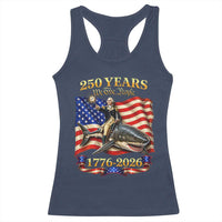 250 Years George Washington Riding Shark Racerback Tank Top Funny July 4th American Flag 1776 2026