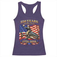 250 Years George Washington Riding Shark Racerback Tank Top Funny July 4th American Flag 1776 2026