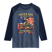 250 Years George Washington Riding Shark Raglan Shirt Funny July 4th American Flag 1776 2026