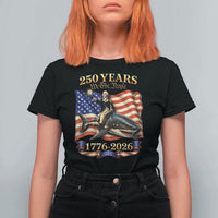 250 Years George Washington Riding Shark T Shirt For Women Funny July 4th American Flag 1776 2026