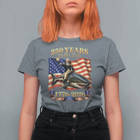 250 Years George Washington Riding Shark T Shirt For Women Funny July 4th American Flag 1776 2026