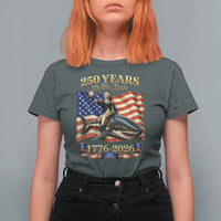 250 Years George Washington Riding Shark T Shirt For Women Funny July 4th American Flag 1776 2026