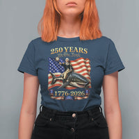 250 Years George Washington Riding Shark T Shirt For Women Funny July 4th American Flag 1776 2026