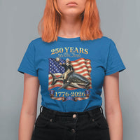 250 Years George Washington Riding Shark T Shirt For Women Funny July 4th American Flag 1776 2026
