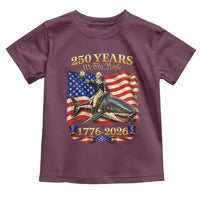 250 Years George Washington Riding Shark Toddler T Shirt Funny July 4th American Flag 1776 2026