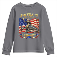250 Years George Washington Riding Shark Youth Sweatshirt Funny July 4th American Flag 1776 2026