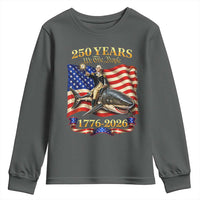 250 Years George Washington Riding Shark Youth Sweatshirt Funny July 4th American Flag 1776 2026