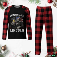 Drinkin Like Lincoln Plaid Pajama Set Abraham Lincoln 4th of July Beer Lover