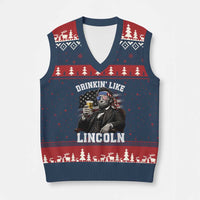 Drinkin Like Lincoln V-Neck Knit Sweater Vest Abraham Lincoln 4th of July Beer Lover