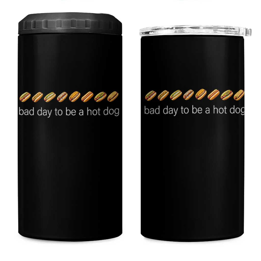 Bad Day To Be A Hot Dog 4 in 1 Can Cooler Tumbler Funny US Regional Hotdog Styles
