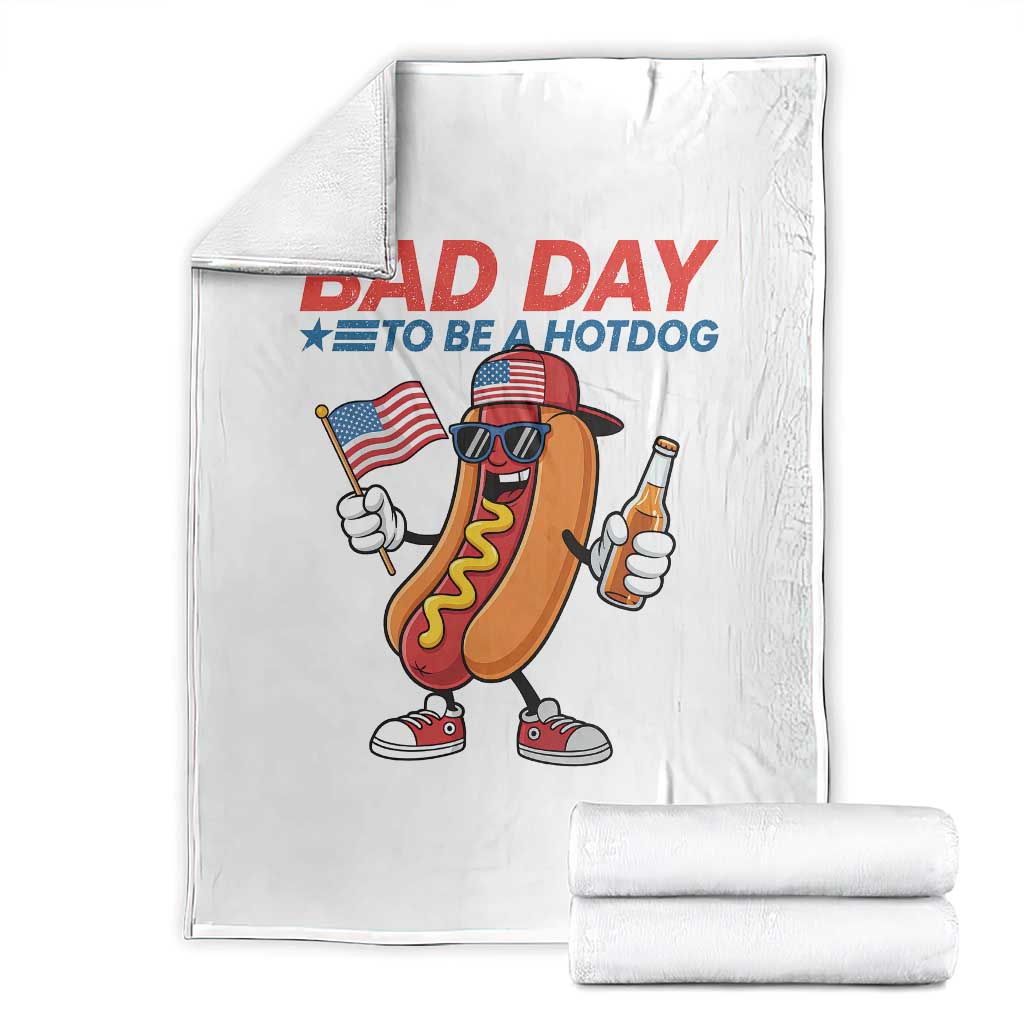 Bad Day To Be A Hot Dog Throw Blanket Funny BBQ Grilling 4th of July