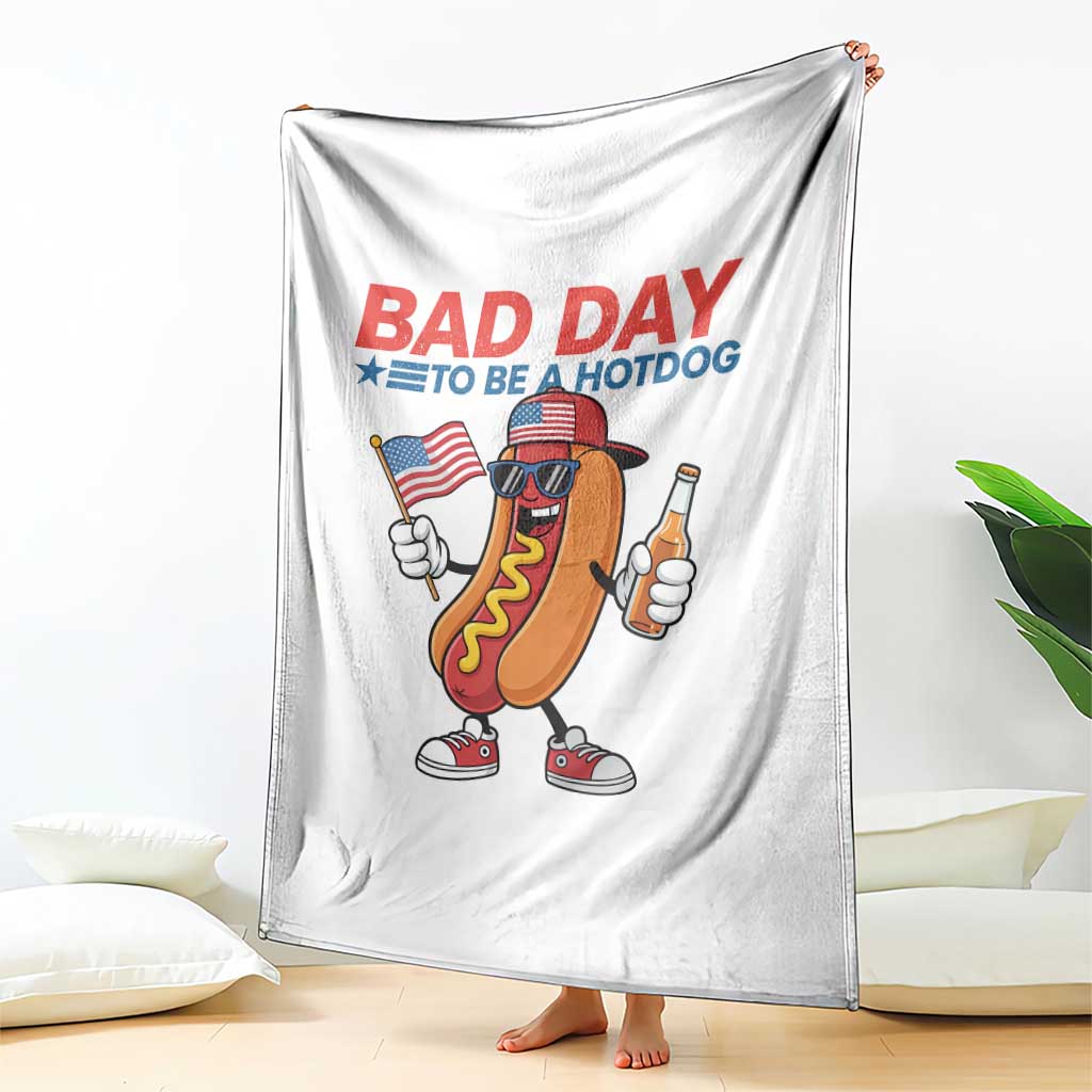 Bad Day To Be A Hot Dog Throw Blanket Funny BBQ Grilling 4th of July
