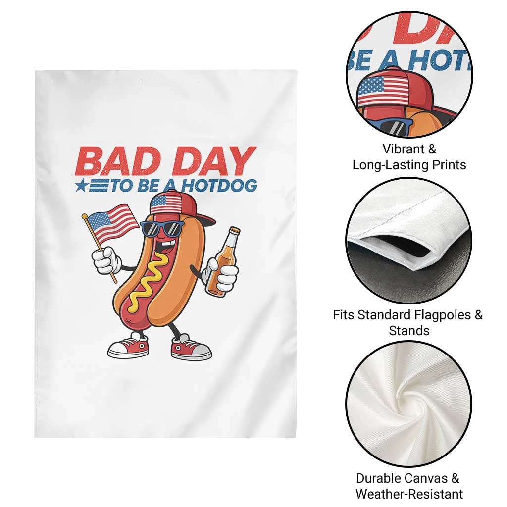 Bad Day To Be A Hot Dog Garden Flag Funny BBQ Grilling 4th of July