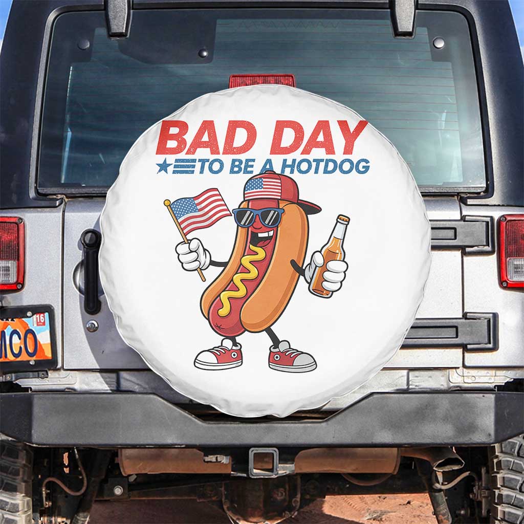 Bad Day To Be A Hot Dog Spare Tire Cover Funny BBQ Grilling 4th of July