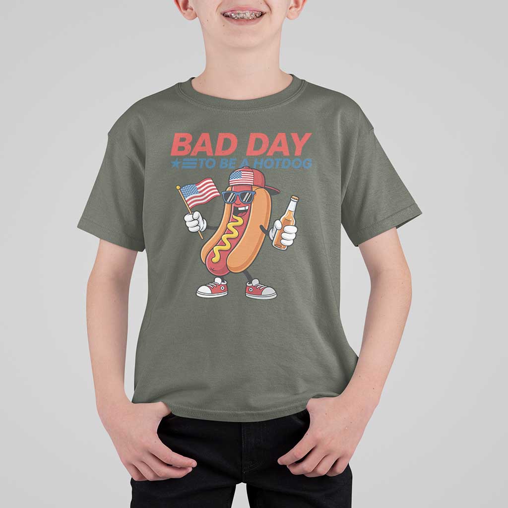 Bad Day To Be A Hot Dog T Shirt For Kid Funny BBQ Grilling 4th of July
