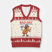 Bad Day To Be A Hot Dog V-Neck Knit Sweater Vest Funny BBQ Grilling 4th of July