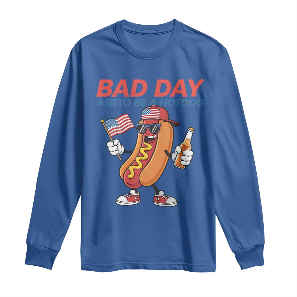 Bad Day To Be A Hot Dog Long Sleeve Shirt Funny BBQ Grilling 4th of July