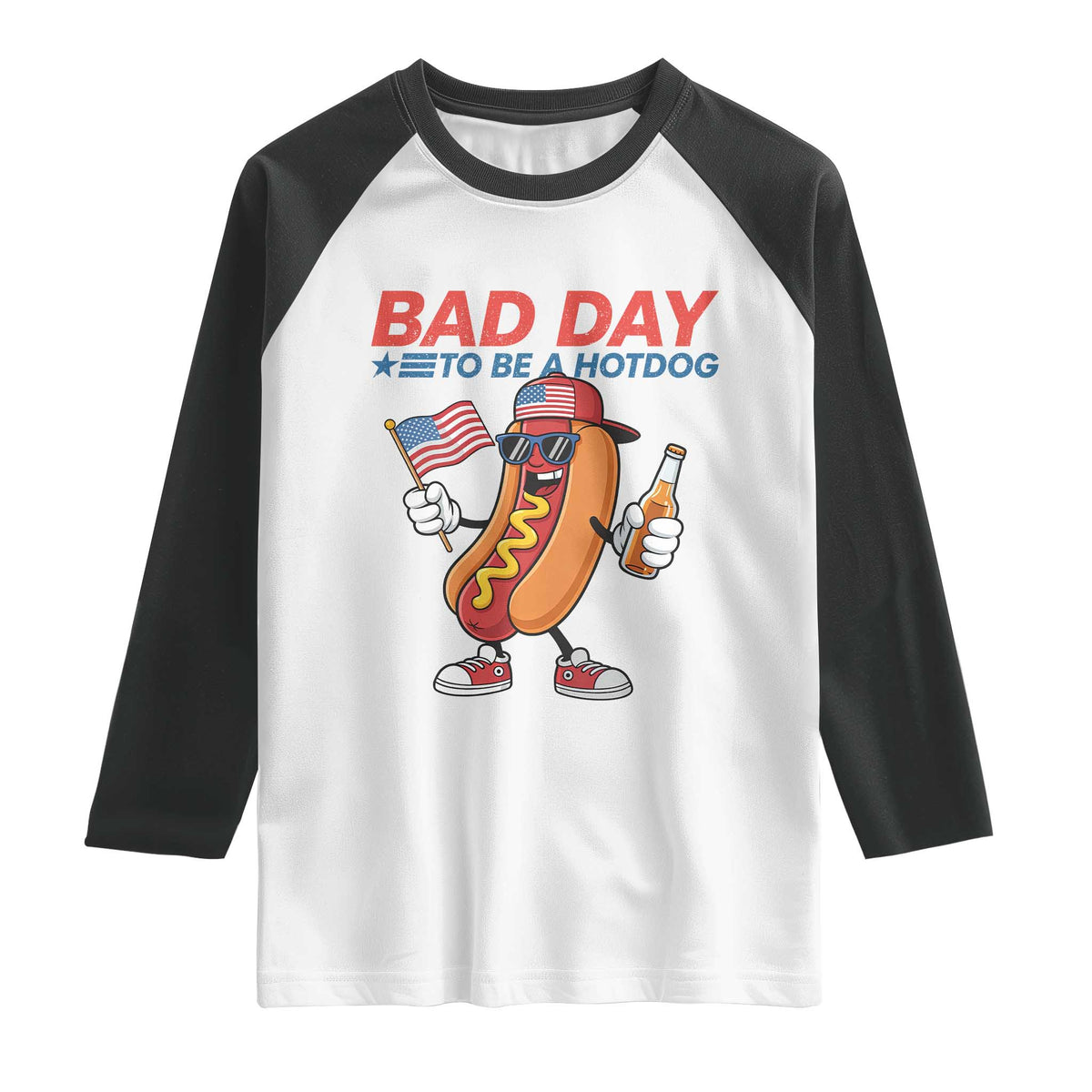 Bad Day To Be A Hot Dog Raglan Shirt Funny BBQ Grilling 4th of July