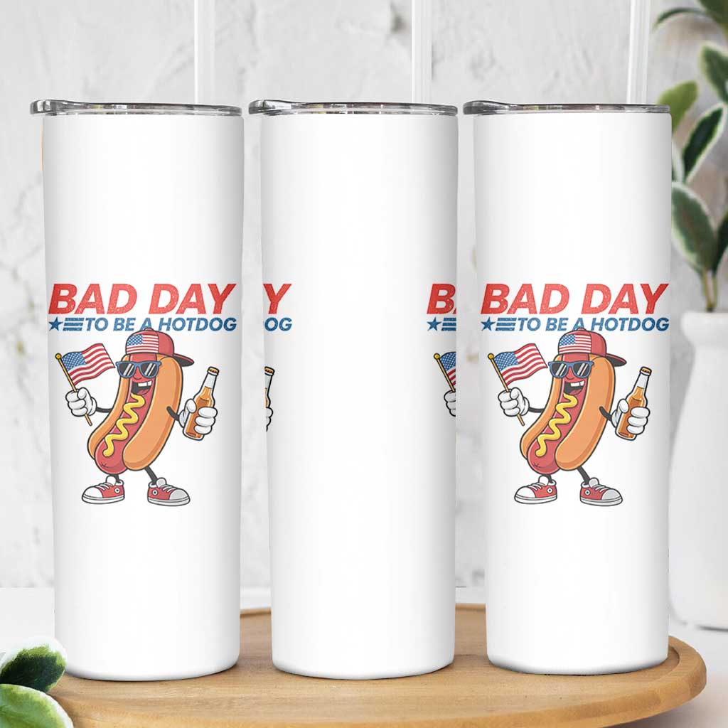 Bad Day To Be A Hot Dog Skinny Tumbler Funny BBQ Grilling 4th of July