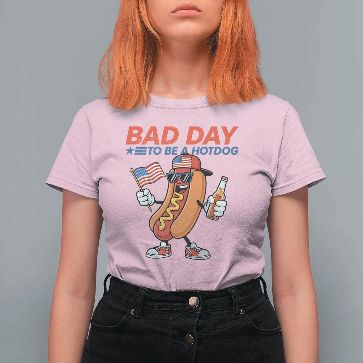 Bad Day To Be A Hot Dog T Shirt For Women Funny BBQ Grilling 4th of July