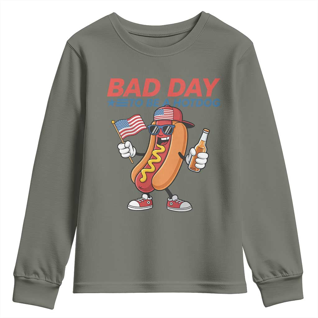 Bad Day To Be A Hot Dog Youth Sweatshirt Funny BBQ Grilling 4th of July