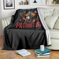 I Put The Tism In Patriotism Throw Blanket Raccoon Bald Eagle 4th of July USA