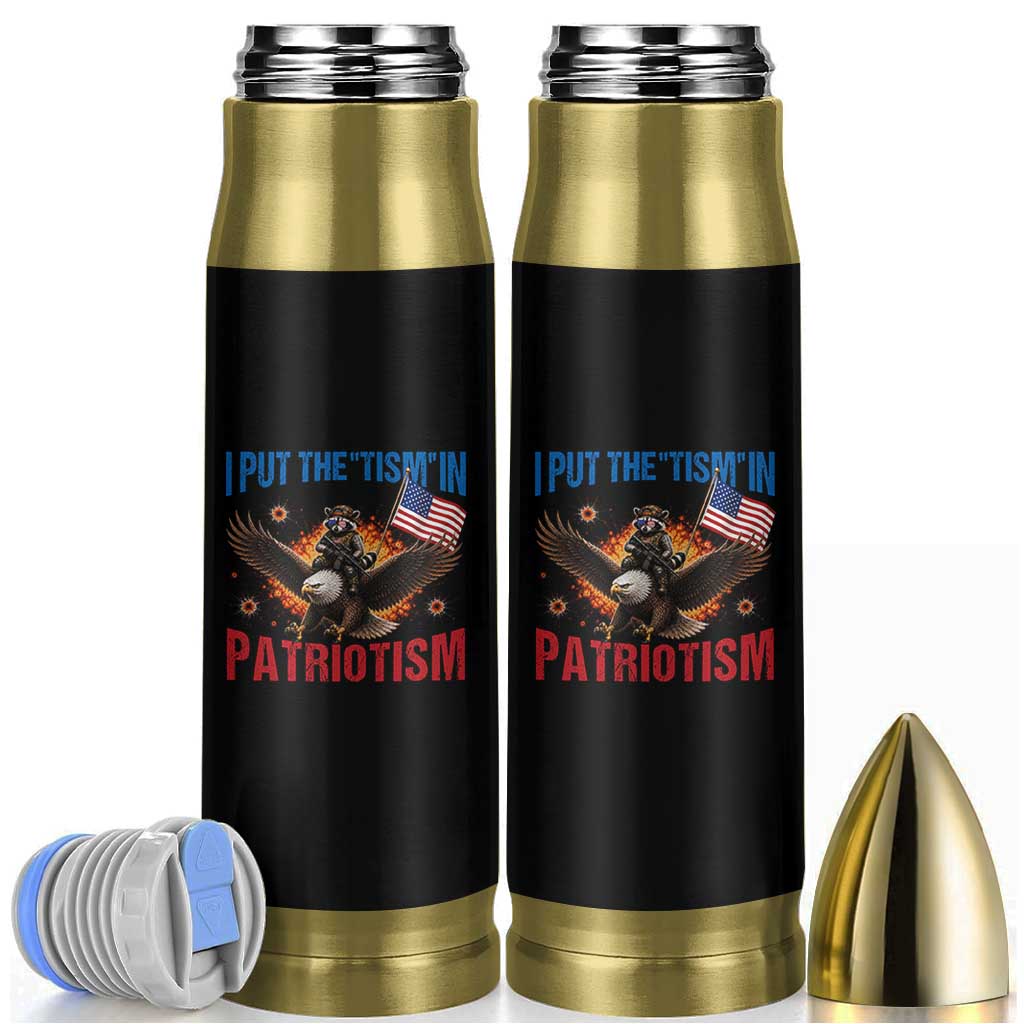 I Put The Tism In Patriotism Bullet Tumbler Raccoon Bald Eagle 4th of July USA