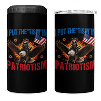 I Put The Tism In Patriotism 4 in 1 Can Cooler Tumbler Raccoon Bald Eagle 4th of July USA