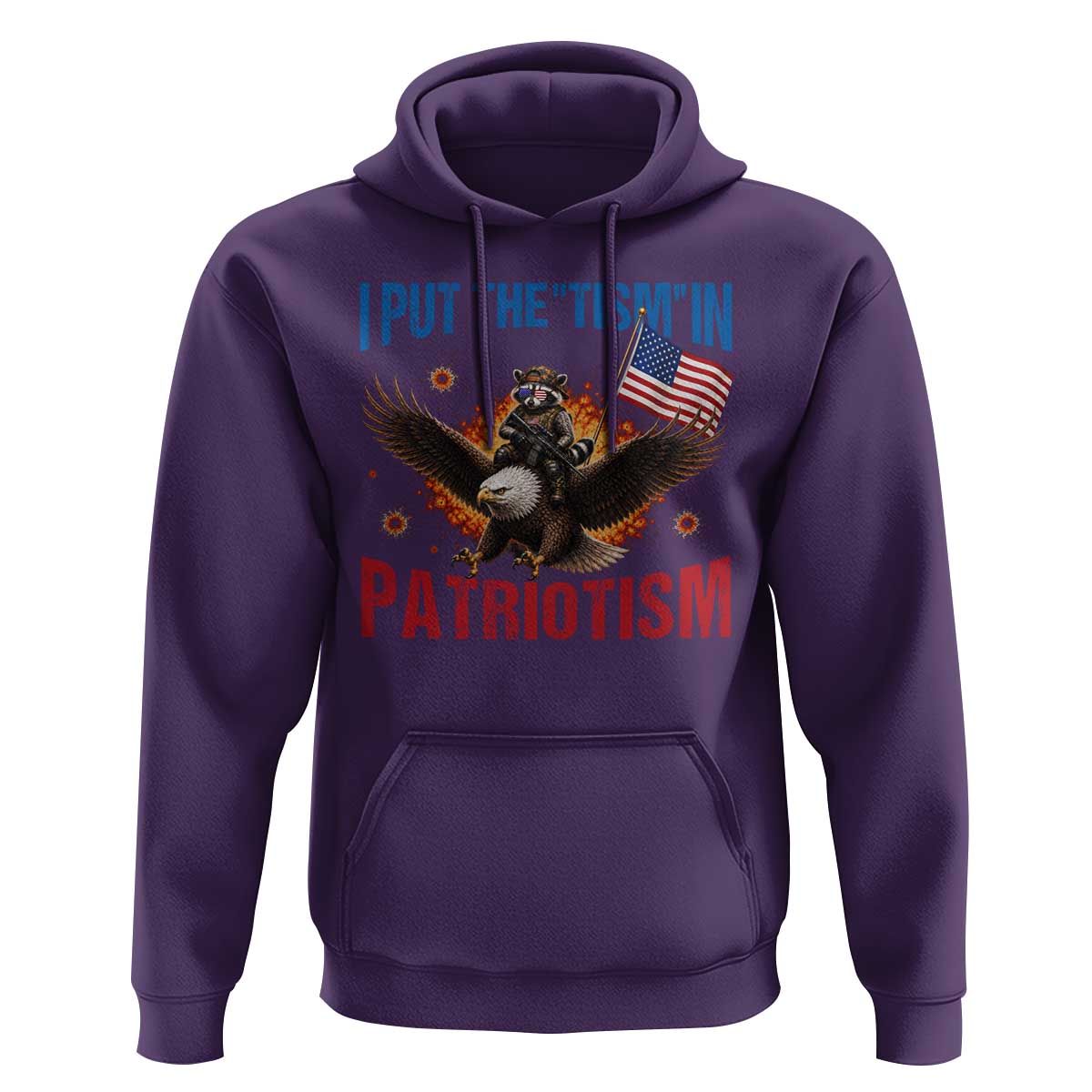 I Put The Tism In Patriotism Hoodie Raccoon Bald Eagle 4th of July USA