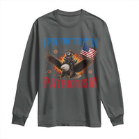 I Put The Tism In Patriotism Long Sleeve Shirt Raccoon Bald Eagle 4th of July USA