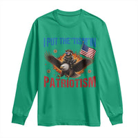 I Put The Tism In Patriotism Long Sleeve Shirt Raccoon Bald Eagle 4th of July USA