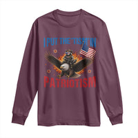 I Put The Tism In Patriotism Long Sleeve Shirt Raccoon Bald Eagle 4th of July USA