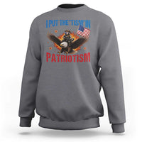 I Put The Tism In Patriotism Sweatshirt Raccoon Bald Eagle 4th of July USA