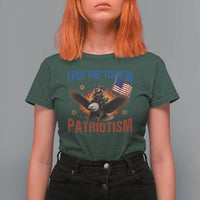 I Put The Tism In Patriotism T Shirt For Women Raccoon Bald Eagle 4th of July USA