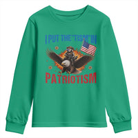 I Put The Tism In Patriotism Youth Sweatshirt Raccoon Bald Eagle 4th of July USA