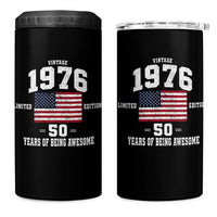 50th Birthday 4 in 1 Can Cooler Tumbler Vintage 1976 Limited Edition 50 Years Of Being Awesome USA Flag