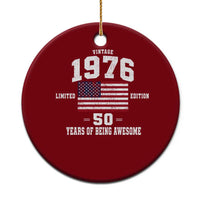 50th Birthday Ceramic Ornament Vintage 1976 Limited Edition 50 Years Of Being Awesome USA Flag